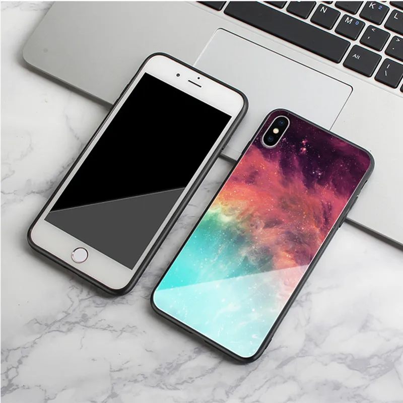 Звездный чехол из закаленного стекла для телефона iphone 8 plus Xr X тонкий Iphone xs max 7