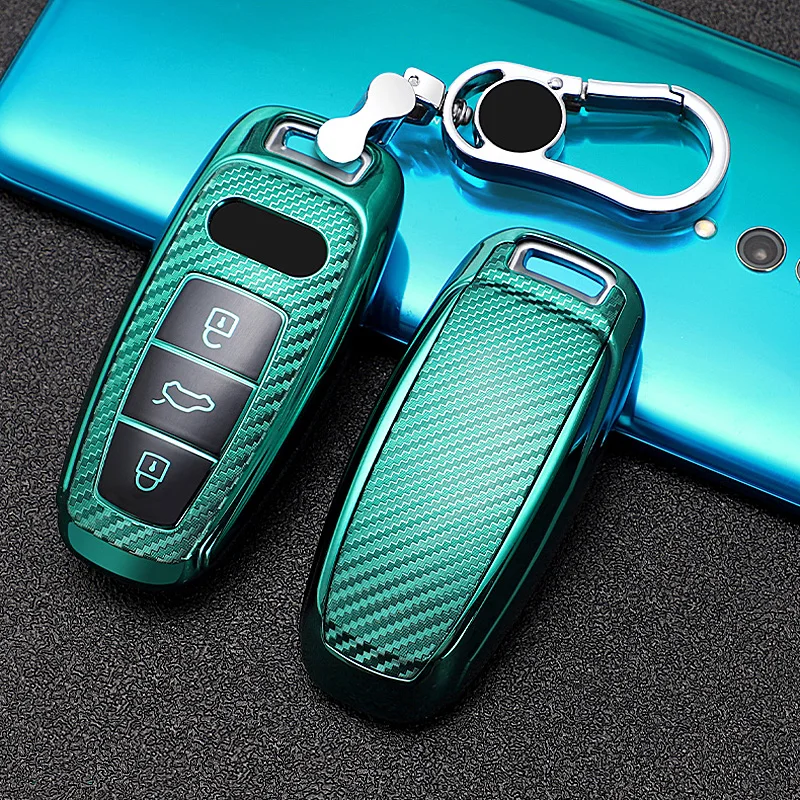 Углеродное волокно Стиль Премиум мягкий ТПУ автомобильный чехол для брелка с