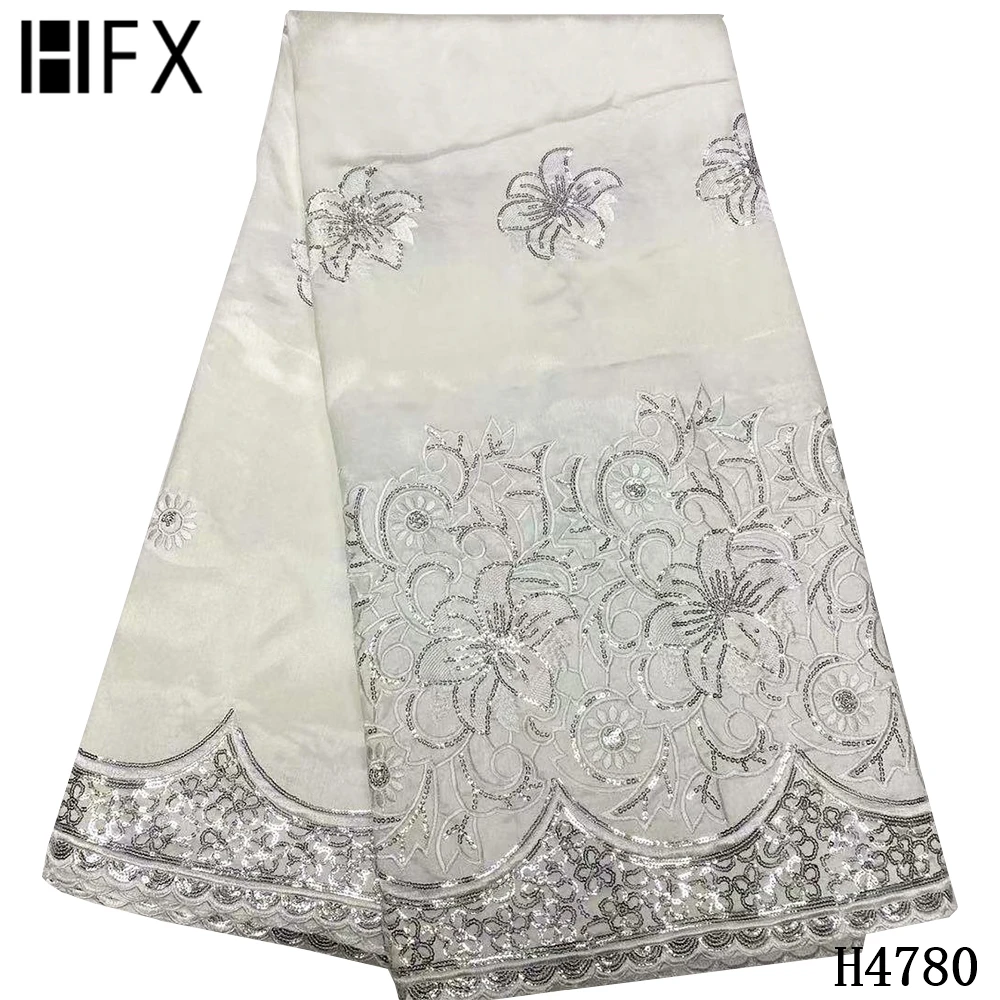 

HFX Green African George Satin Lace Fabric With Embroidery Lace Fabric 5 Yards Nigerian Lace Fabrics 5 Yards For Sewing F4780