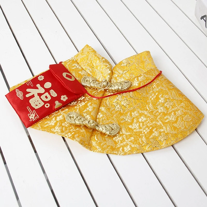 

New Years Pet Cat Cloak Costume Chinese Style Red Cat Kitten Clothes Tang Suit Warm Clothes for Small Dogs Cats Party Clothing