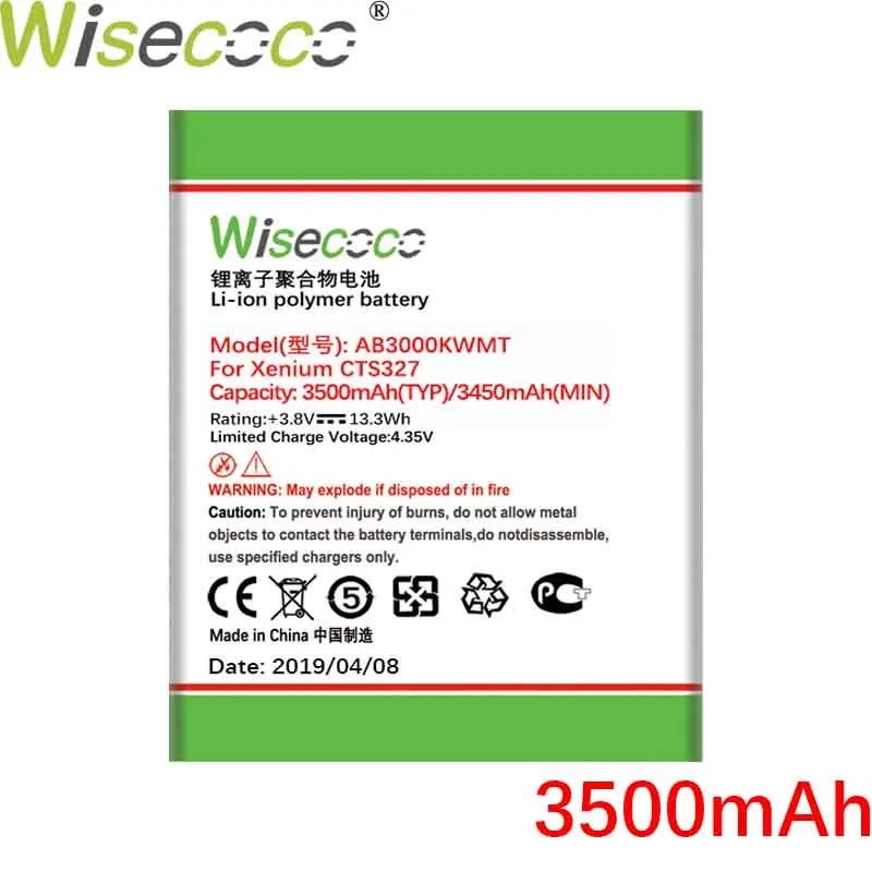 Wisecoco аккумулятор 3000 мАч AB3000KWMT для Philips Xenium CTS327 S327 Смартфон высокого качества с номером отслеживания