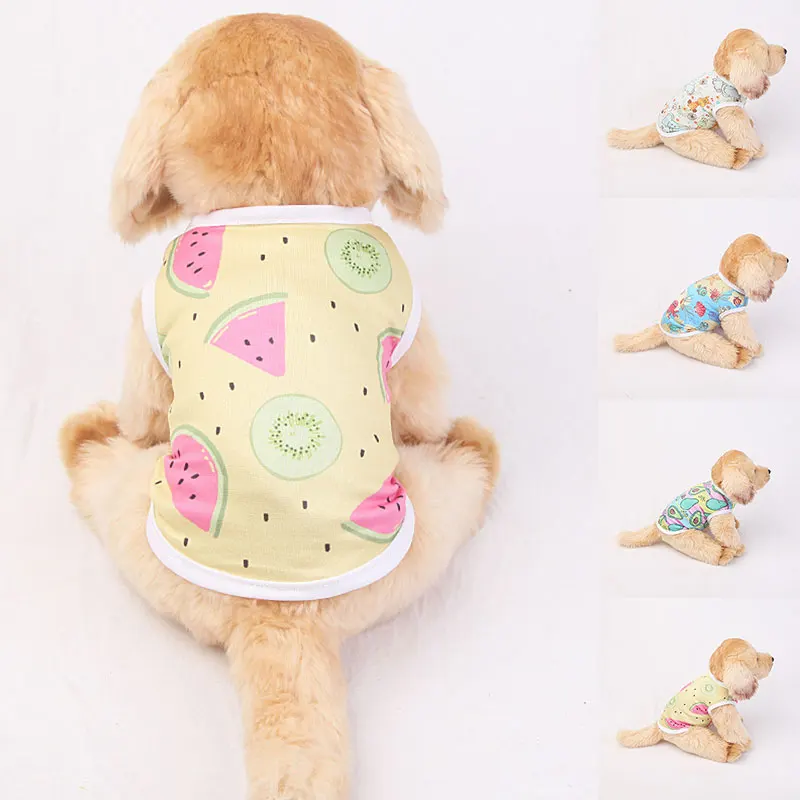 

Dog Vest Summer Sleeveless T-shirts Cartoon Animals Tops Soft Pets Dogs Cats Thin Vest Fruit Eleghant Print T-shrits Tee Clothes