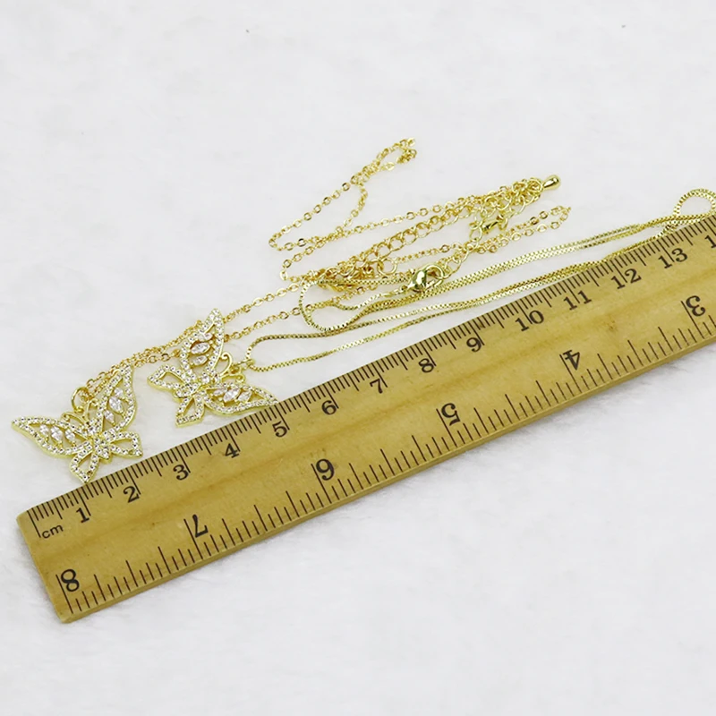 

10 Pcs Gold color Butterfly Pendant necklace Zircon Butterfly pendant Jewelry Necklace New design 5169