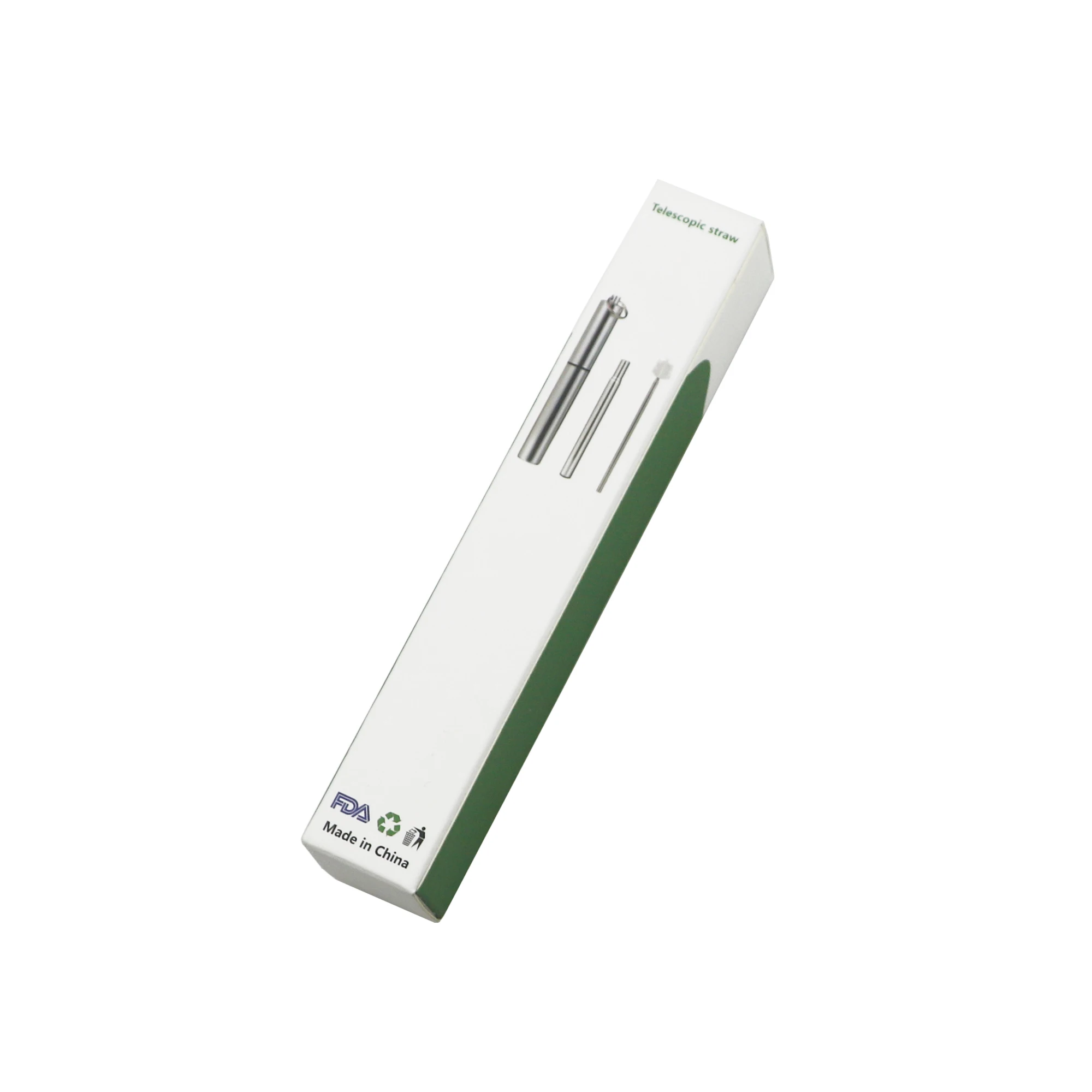 Металлический многоразовый складной сворачивающийся соломенный с чехлом брелок