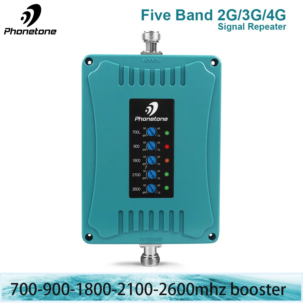 Усилитель сотового сигнала GSM 900/LTE 700/1800/UMTS 2100/2600 МГц 2G 3G 4G пятидиапазонный