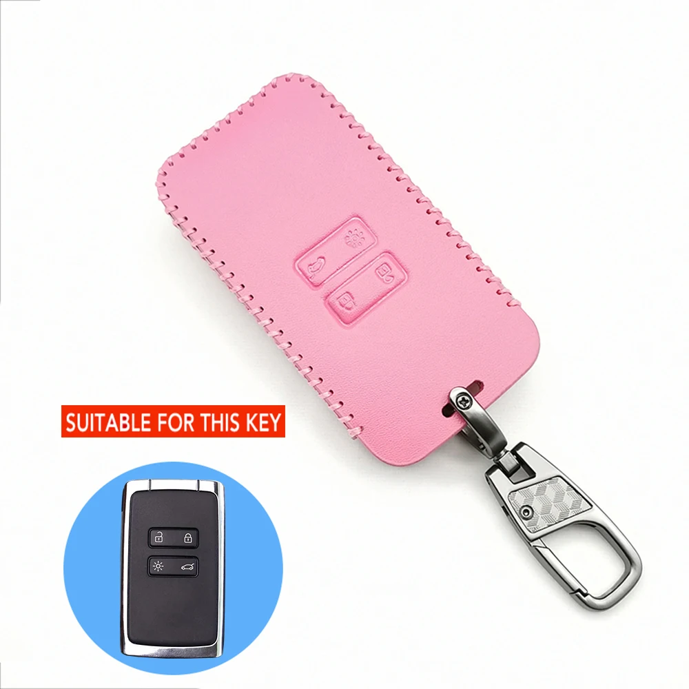 

2021 Pink Styles Car Key Cover For Renault Koleos Protector Kadjar 2016-2017 4 Buttons Smart Key Dust Collector AccessoriesFob
