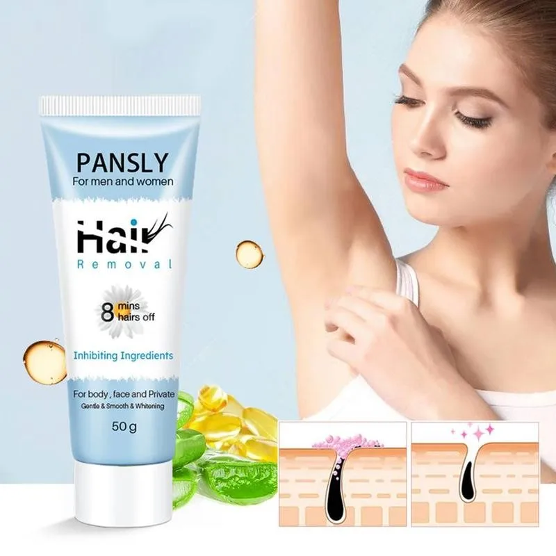 

Pansly 50ml Hair Removal Cream 8 Mins Hair Off Inhibite Hair Growth Gentle Non-irritating Hair Reomval Cream For Body Leg