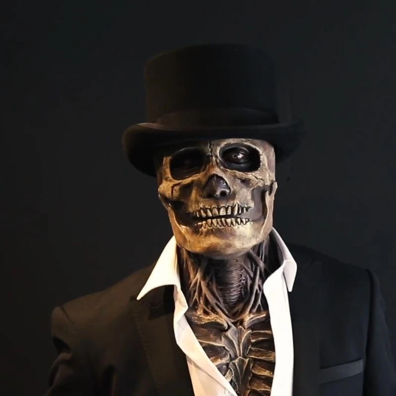 

Маска для Хэллоуина с подвижными челюстями, маска с черепом на всю голову, украшение для Хэллоуина, страшная маска со скелетом, страшная мас...