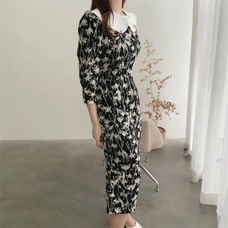 Женское платье с оборками Alien Kitty уличное цветочным принтом и высокой талией для