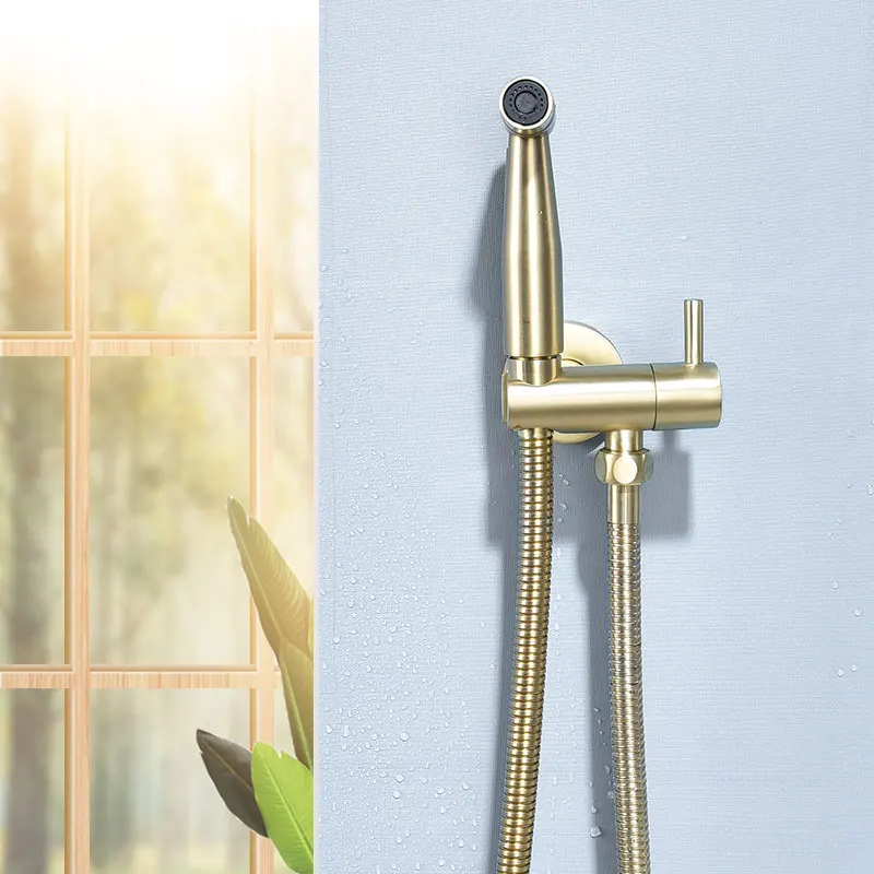 Золотой Твердый латунный распылитель для унитаза медный клапан набор струйный