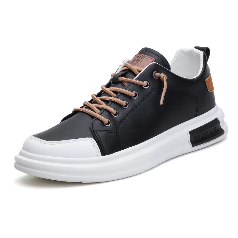 

New Spring Autumn White Shoes Leather Men's Casual Shoes Platform Sneakers Street Cool Men Flat Shoes Footwear Zapatos De Hombre