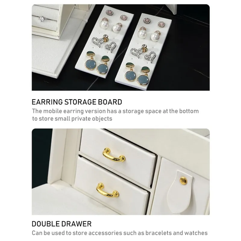

Simple Jewelry Storage Box Faux Leather Jewelry Organizer Bracelets Earrings Rings Necklaces Watches Storage Container Case Gift