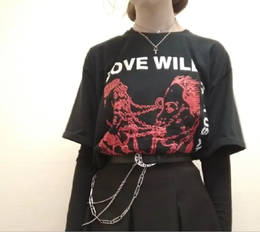 Женская футболка с рисунком Love Will рвется нас, модная черная футболка унисекс Tumblr, хипстерский топ в стиле панк