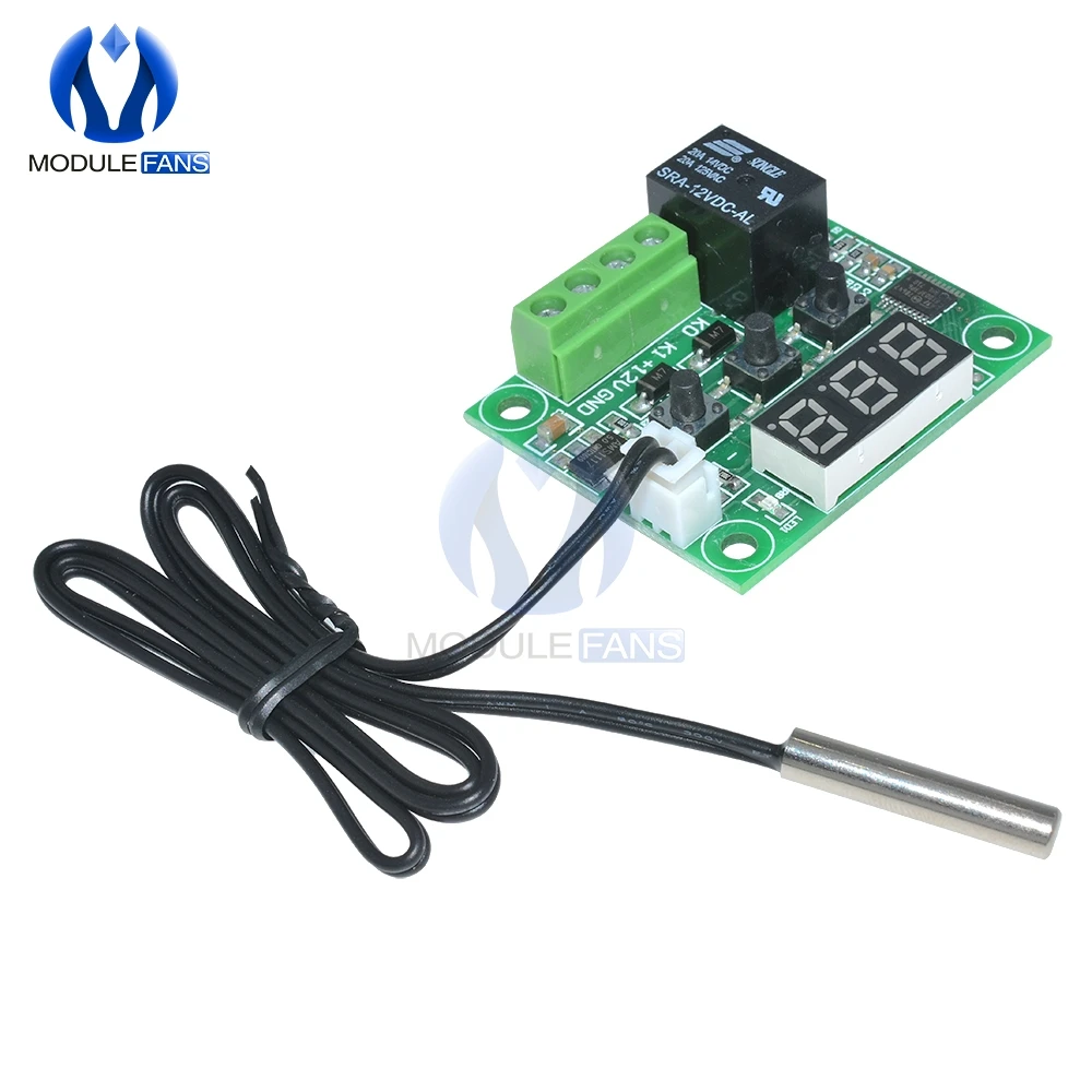 W1209 DC 12V Зеленый светодиодный цифровой термостат Контроль температуры контроллер
