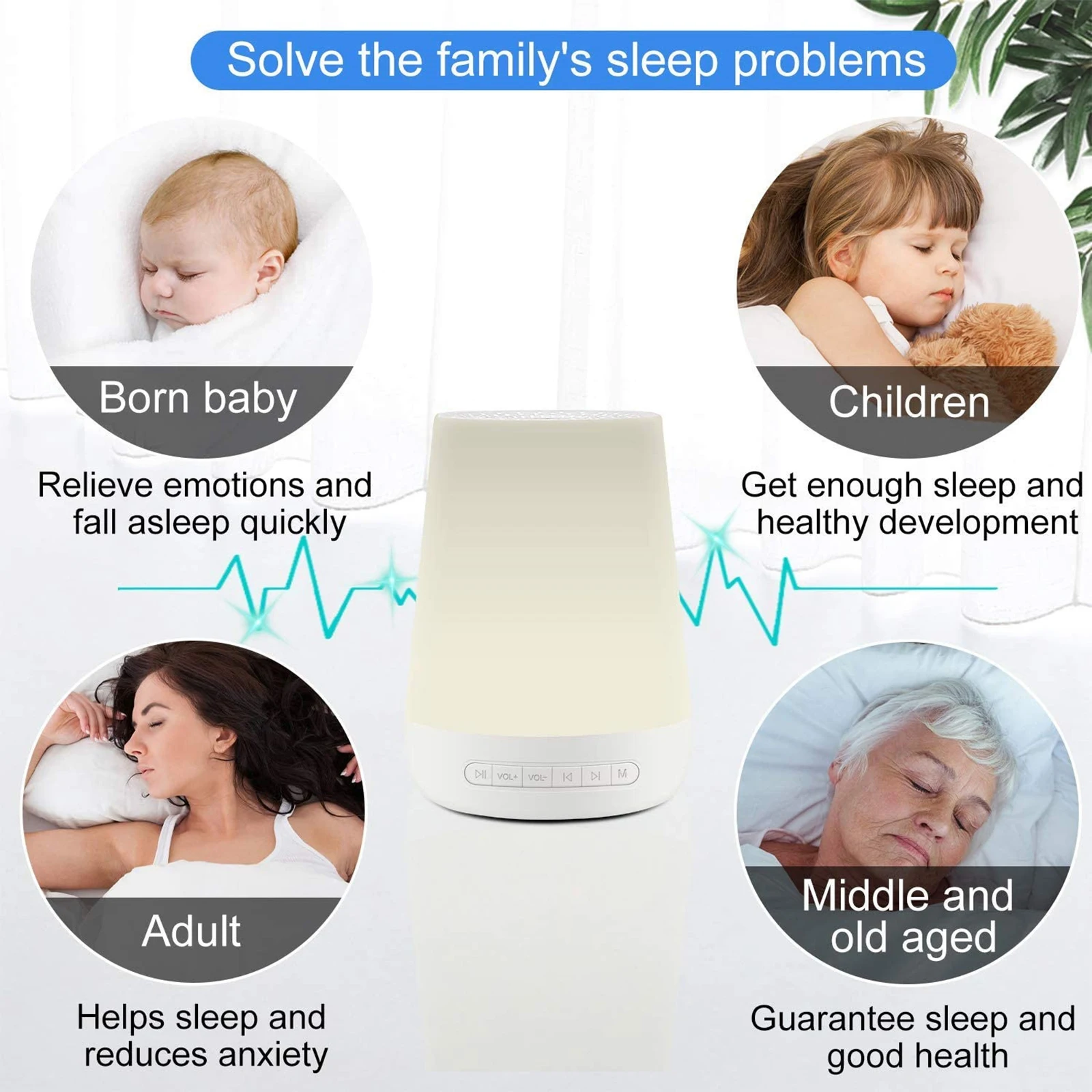 USB Rechargeable Timed Shutdown Sleep Machine Baby White Noise Sound Player Night Light Timer | Мать и ребенок
