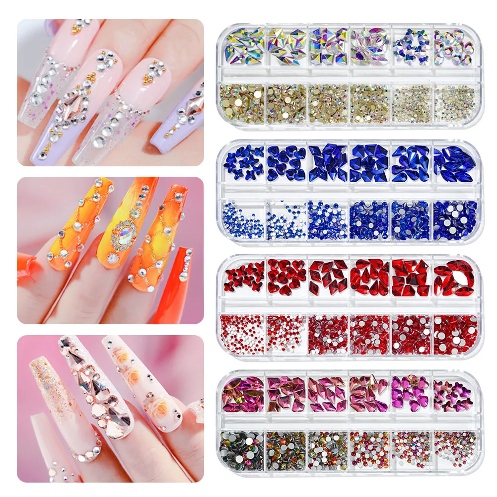 

Nail Art Decoration Rhinestones Crystals Nail Decoration Kit Multi-Shape Nail Stones DIY Decals for Home Nail Salon