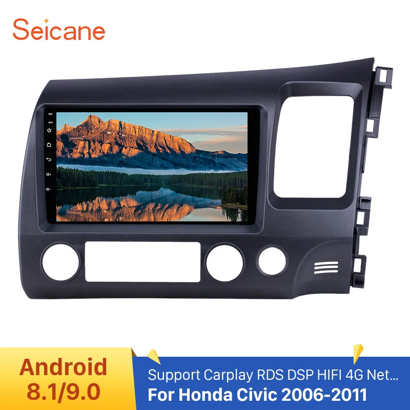 

Автомобильный мультимедийный плеер Seicane, 2DIN, Android 9,0, 9 дюймов, для Honda Civic 2006-2008, 2009, 2010, 2011, GPS-навигация, AUX, USB