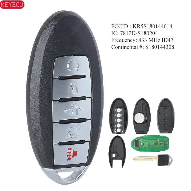 KEYECU умный ключ с 5 кнопками 433 МГц ID47 Fob для Nissan Murano Pathfinder 2015 2019 FCCID: KR5S180144014 C * ontinental: