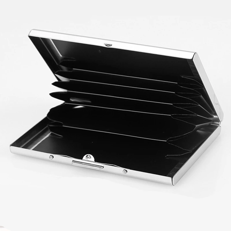1pcs Stainless Steel Credit Card Box Case Holder Slim Anti Protect Travel ID Cardholder Women Rfid Wallet Metal Porte Carte |
