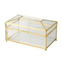 practical gold glass mirror tissue box exquisite glass makeup tissue storage box elegant gift for birthdays christmas weddings