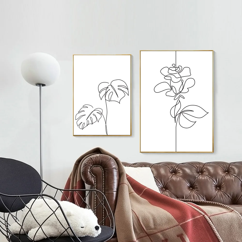 Абстрактная Картина на холсте линейный плакат минималистичное настенное