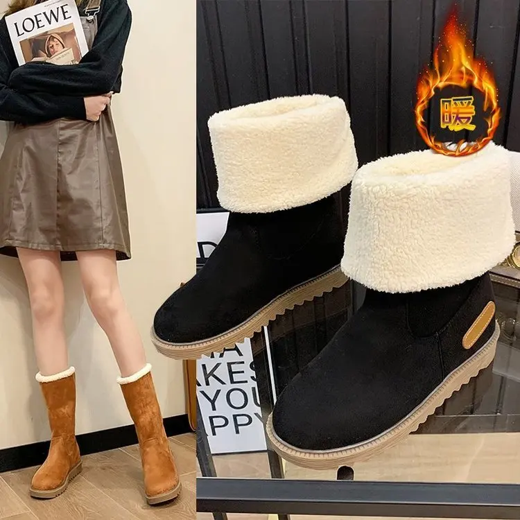 

2021 Classic Women Winter Fur Warm Snow Boots Ladies Warm Wool Booties Ankle Boots Women Comfortable Shoes Woman Platform Boot