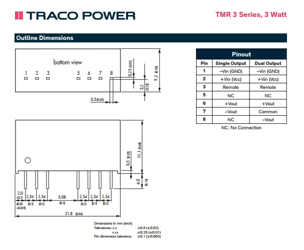 10 шт./лот TMR3-0521 TMR 3 0521 TMR3 неизолированный DC/DC 2-конвертер +/-5V 3W Output-5V-5V-300mA-300mA input-4.5V-9v |