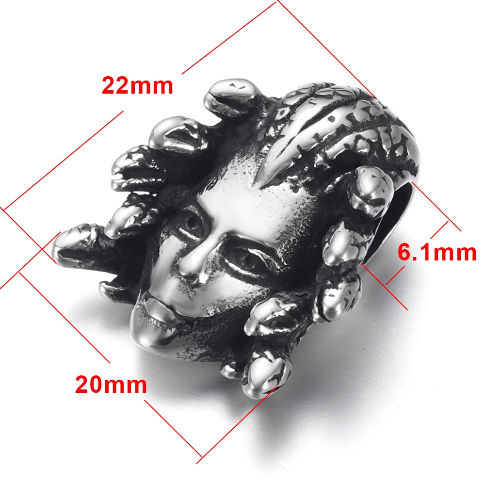 Кулон Medusa из нержавеющей стали с отверстием 6 мм винтажный браслет ползунок