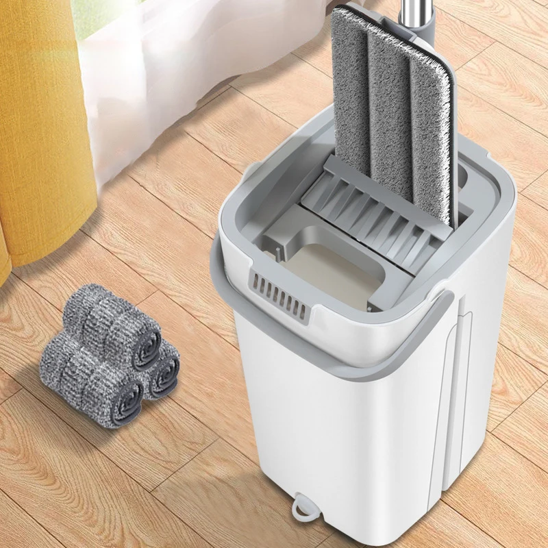 Плоская швабра с отжимом и ведро вращающаяся на 360 градусов Швабра для ленивой