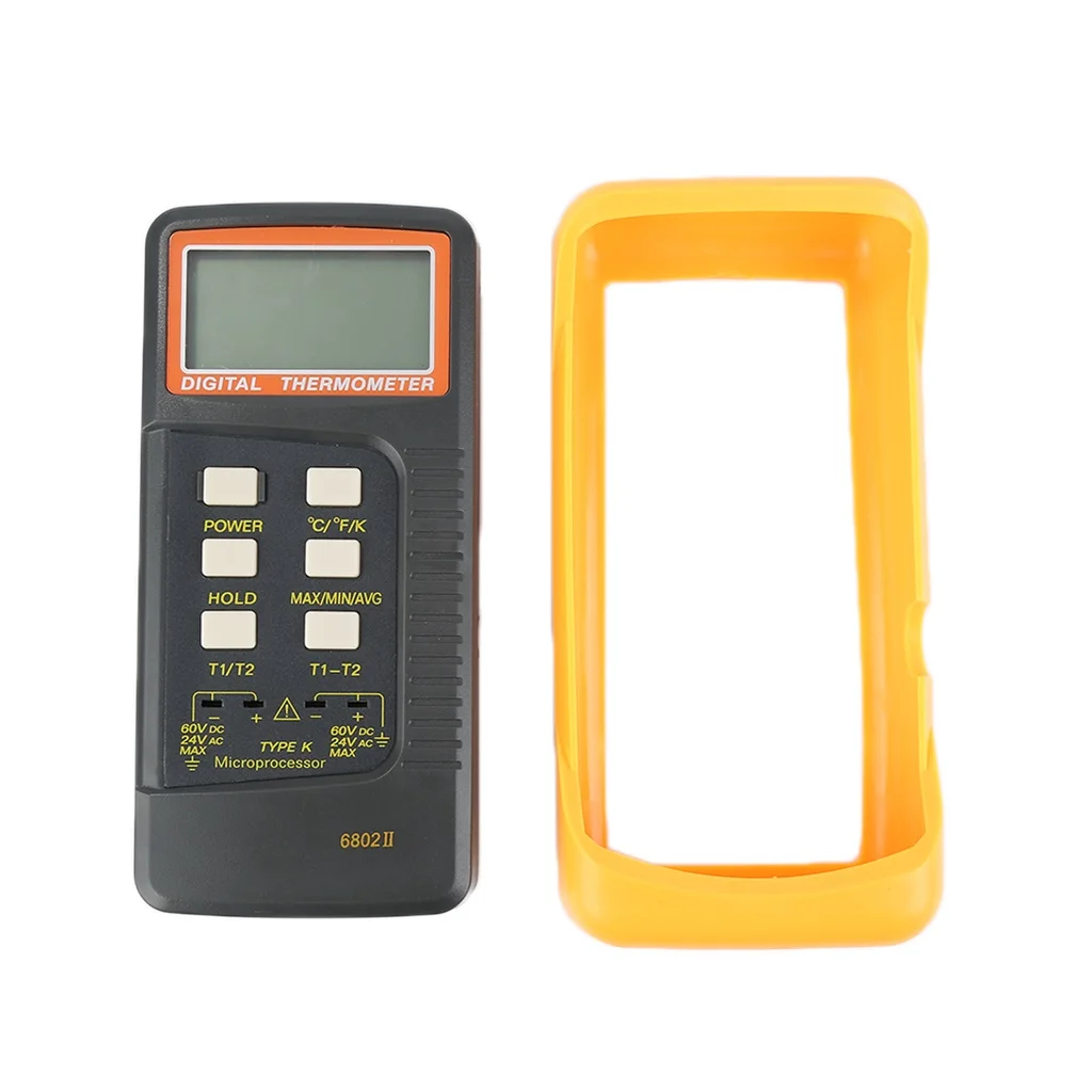 6802II 2 канальный K Тип цифровой термометр регулятор температуры с термопарным