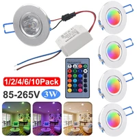 3w rgb led recessed downlight retrofit fixture ac85 265v ceiling light remote dimmable spot light 16 colors home indoor lighting
