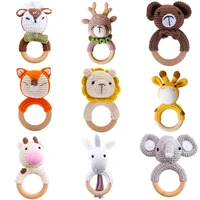 diy crochet rattle ring baby teether safe wooden toys mobile pram crib soother bracelet teether set baby product newborn gifts