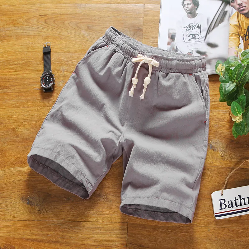 2019 летние мужские льняные хлопковые дышащие шорты спортивные однотонные пляжные