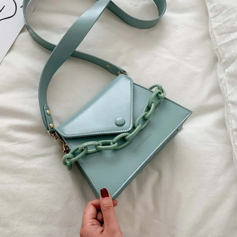

Chain Design PU Leather Crossbody Small Bags For Women 2021 Summer Lady Shoulder Messenger Bag Female Luxury Handbags