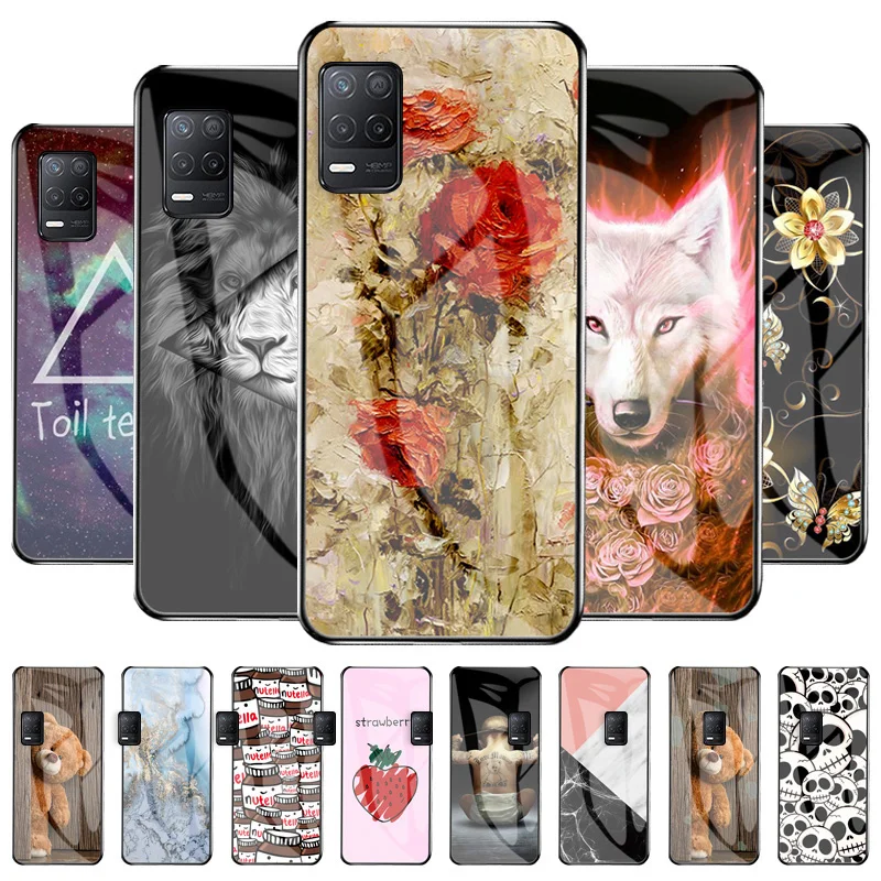 

Cartoon Case For Realme V13 5G Cases Cute Cat Tempered Glass Bumper Realme V13 8 5G Overseas edition Cover Girl Pretty Patterned