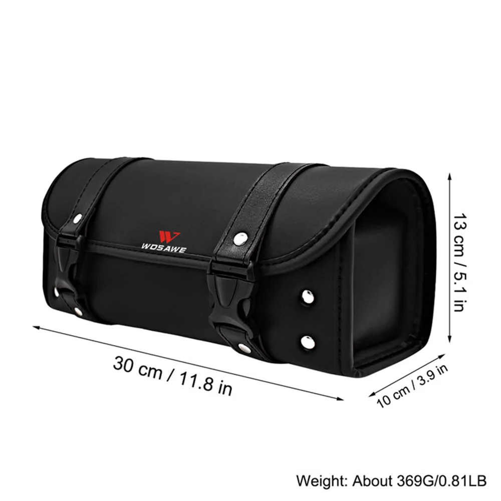 

WOSAWE 4L Motorcycle PU Leather Vintage Front Toolkit Bag Saddlebag Round Barrel Saddle Tool Bag Multi-functional Bag