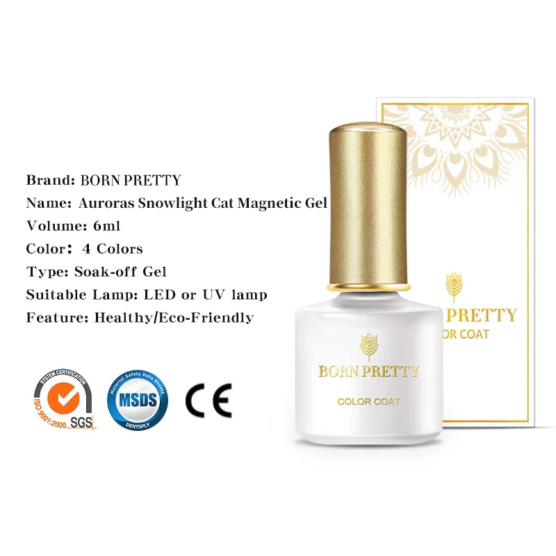 

BORN PRETTY 6ml Magnetic Gel Nail Polish Auroras Snowlight Shining Magnet Nail Gel Long Lasting UV Gel Soak Off Base Top Coat