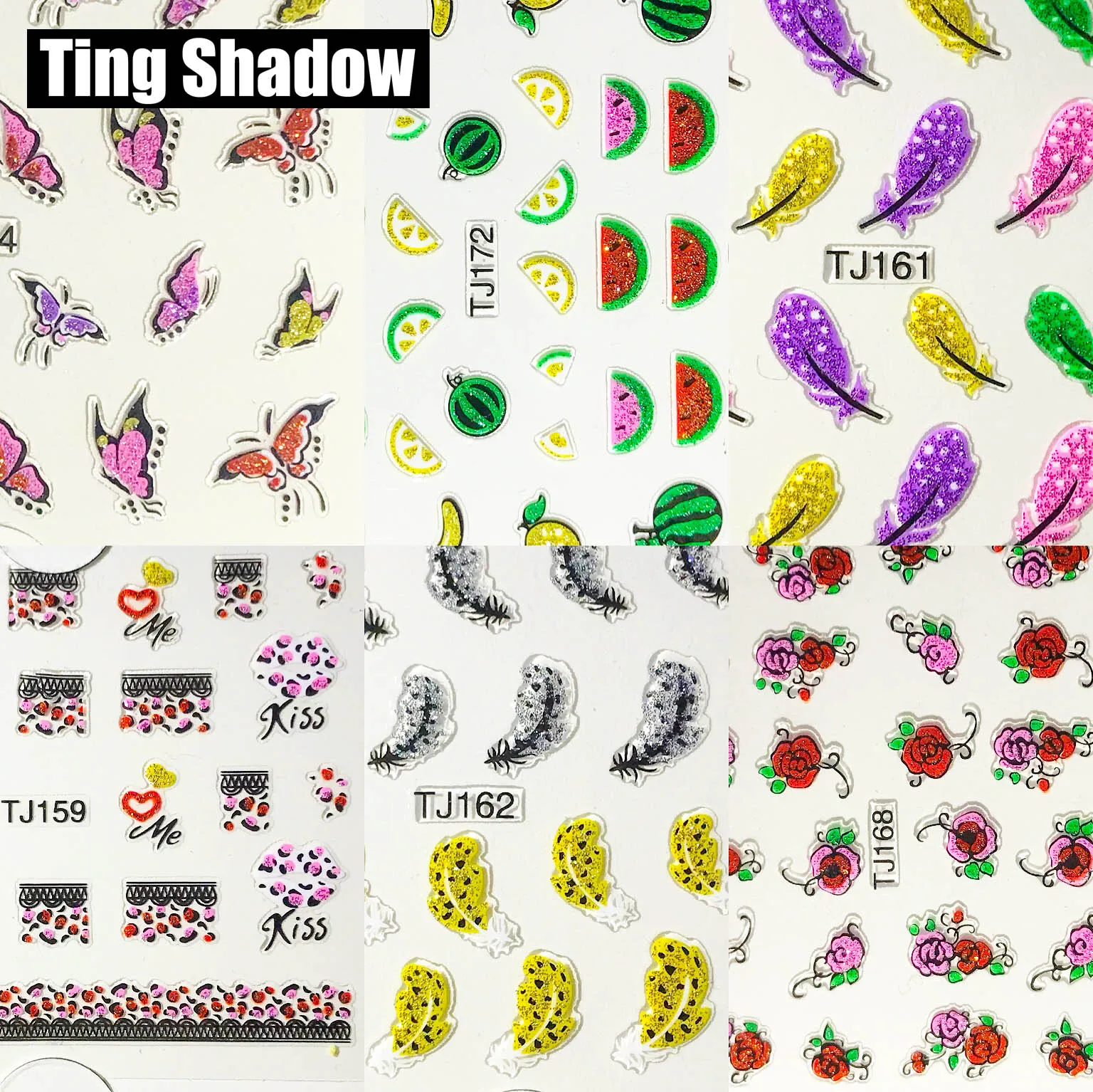 30 шт блестящее Перо пшеничные уши цветы животные фрукты Леопард 3D наклейки для