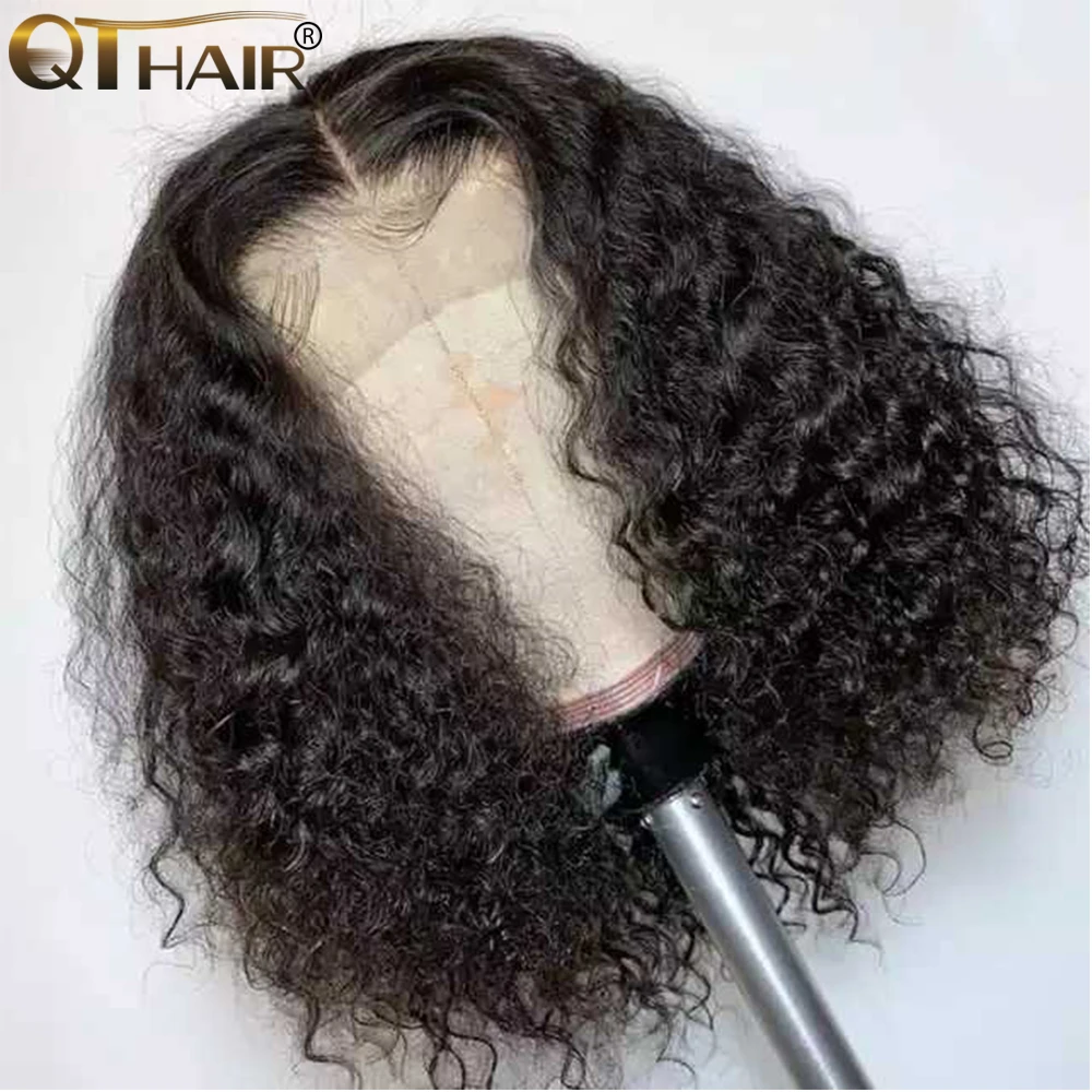 

Curly Bob Lace Front Human Hair Wigs Brazilian Curly Human Hair Wig 4X4 Closure Wig For Women Pre-Plucked Deep Wave Wig