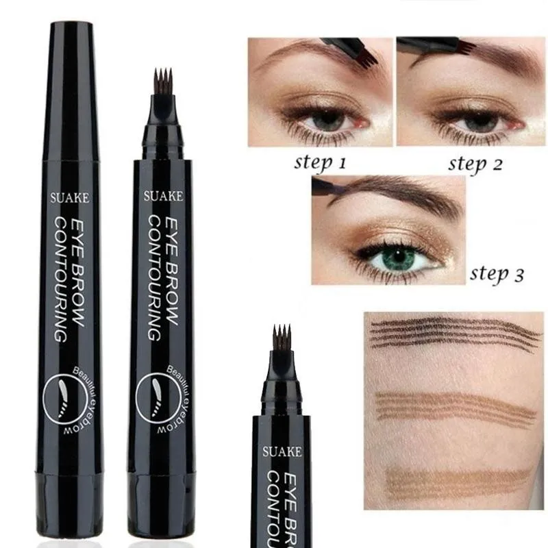 

Four-color Eyebrow Pencil Micro-sculpted 3d Four-forked Liquid Eyebrow Eyebrow And Sweat-proof Lasting Waterproof Pencil Pe Q9D2
