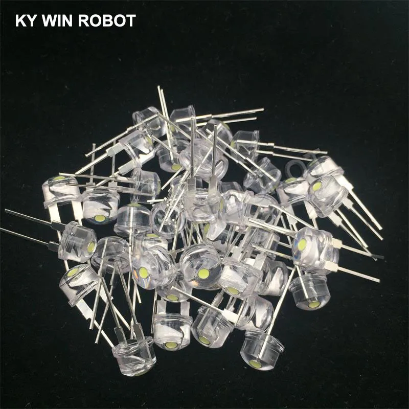 50pcs 8mm Straw Hat LED Diode Ultra Bright White 0.25W 0.5W 0.75W F8 Power 0.5W Light Emitting Diode Red Yellow Green Blue Pink