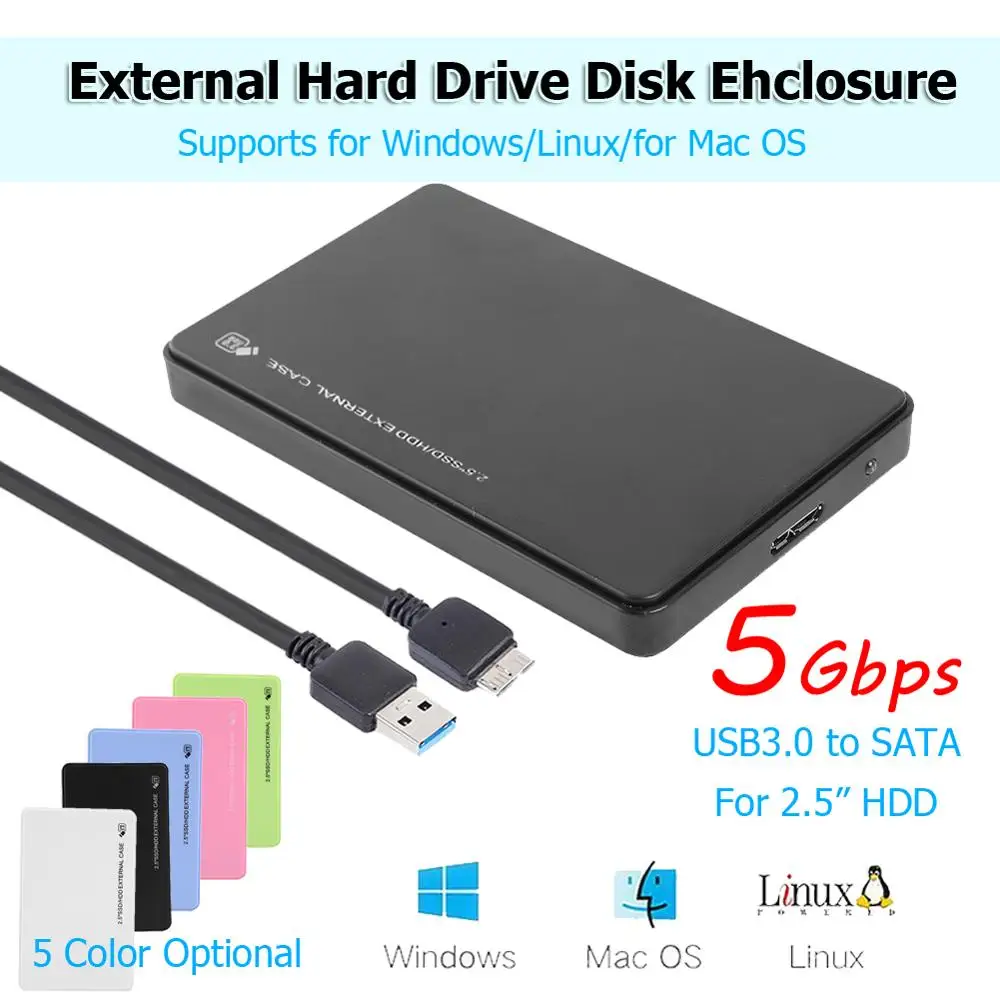 

2.5 inch HDD SSD Case USB3.0 to SATA Hard Disk Box 5Gbps SD Disk Case HDD External Hard Drive Enclosure for Notebook Desktop PC