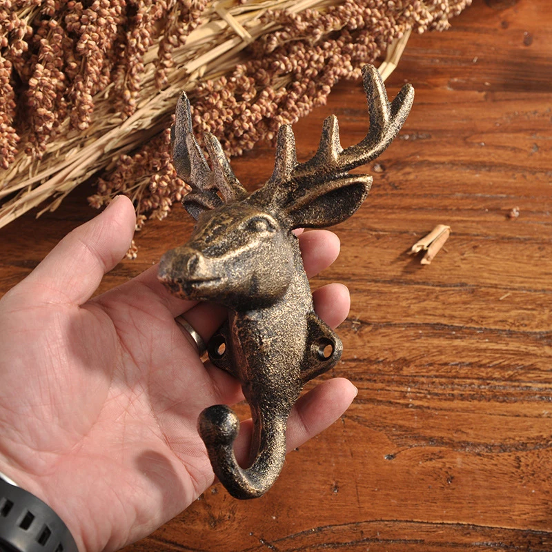 

Deer Head Wall Hook Creative Retro Animal Non-marking Decoration Hook Home Coat Hat Rack Hanging Wall Storage Key Hanger