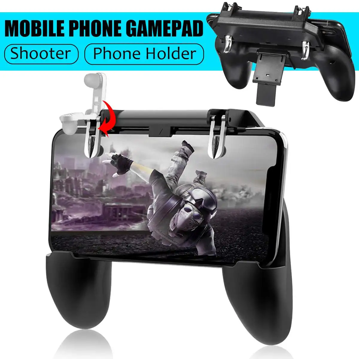 

Mobile GamePad Joystick For PUBG Cooler Fan L1 R1 Shooter Controller Handle Smartphone Trigger with 2000/4000mAh Power Bank
