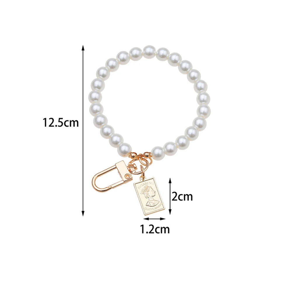 

2021 New Multi-colors Retro Square Round Double-sided Letter Diy Imitation Pearl Keyring Pendant Key Chains For Men & Women