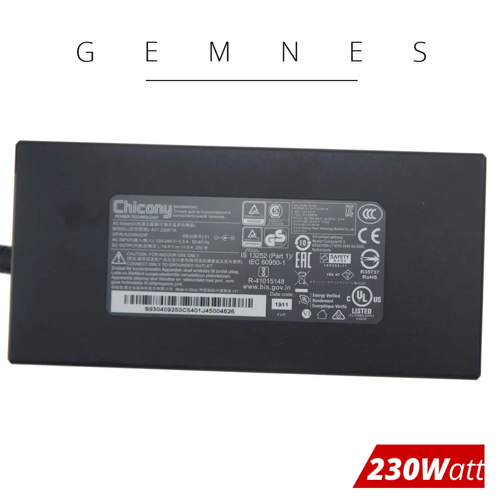 95% Новый оригинальный адаптер питания Chicony A17-230P1A 19 5 в 230 а Вт для MSI GS65 GS75 Stealth 9SD-407CN