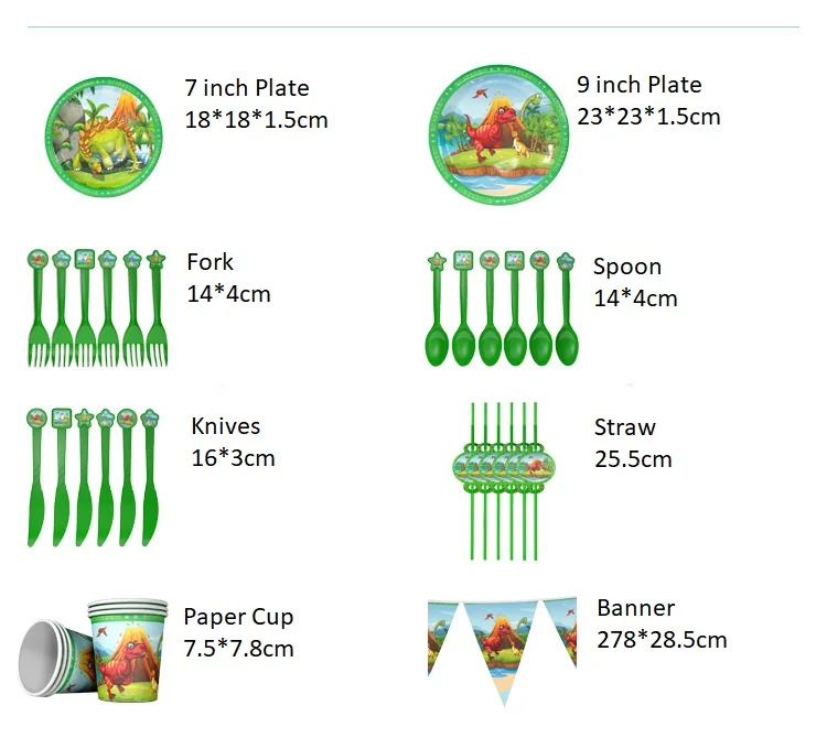 Dinosaur Party Tableware Paper Plate Cup Napkins Tablecloth Banner Happy Birthday Event Party Supplies for Boys