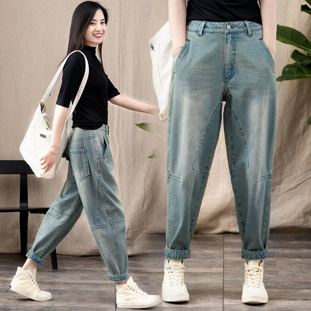 

S-3XL High Quality Women Retro Loose Jeans High Waist Oversize Harem Pants Long Pants