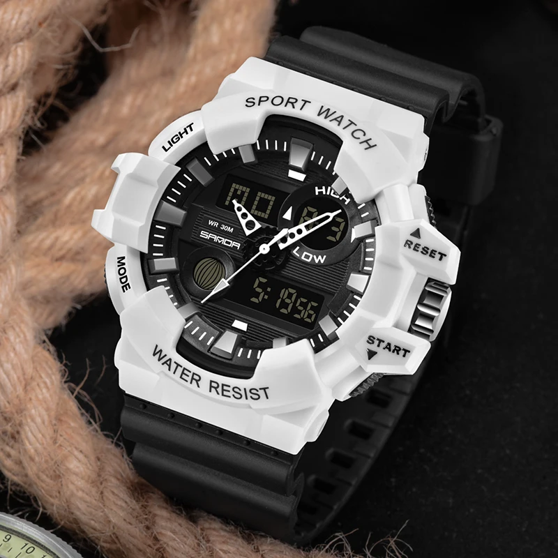 

SANDA Fashion Outdoor Sport Watch Men Multifunction Watches Alarm Clock Chrono 5Bar Waterproof Digital Watch reloj hombre