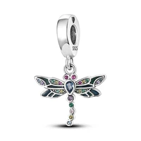 plata charms of ley silver color colorful dragonfly beaded fit original pandora bracelet for women making jewelry gift